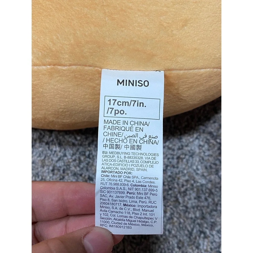 Miniso Baguette Bread Bear Plush Long Squishy Pillow Stuffed Animal Orange